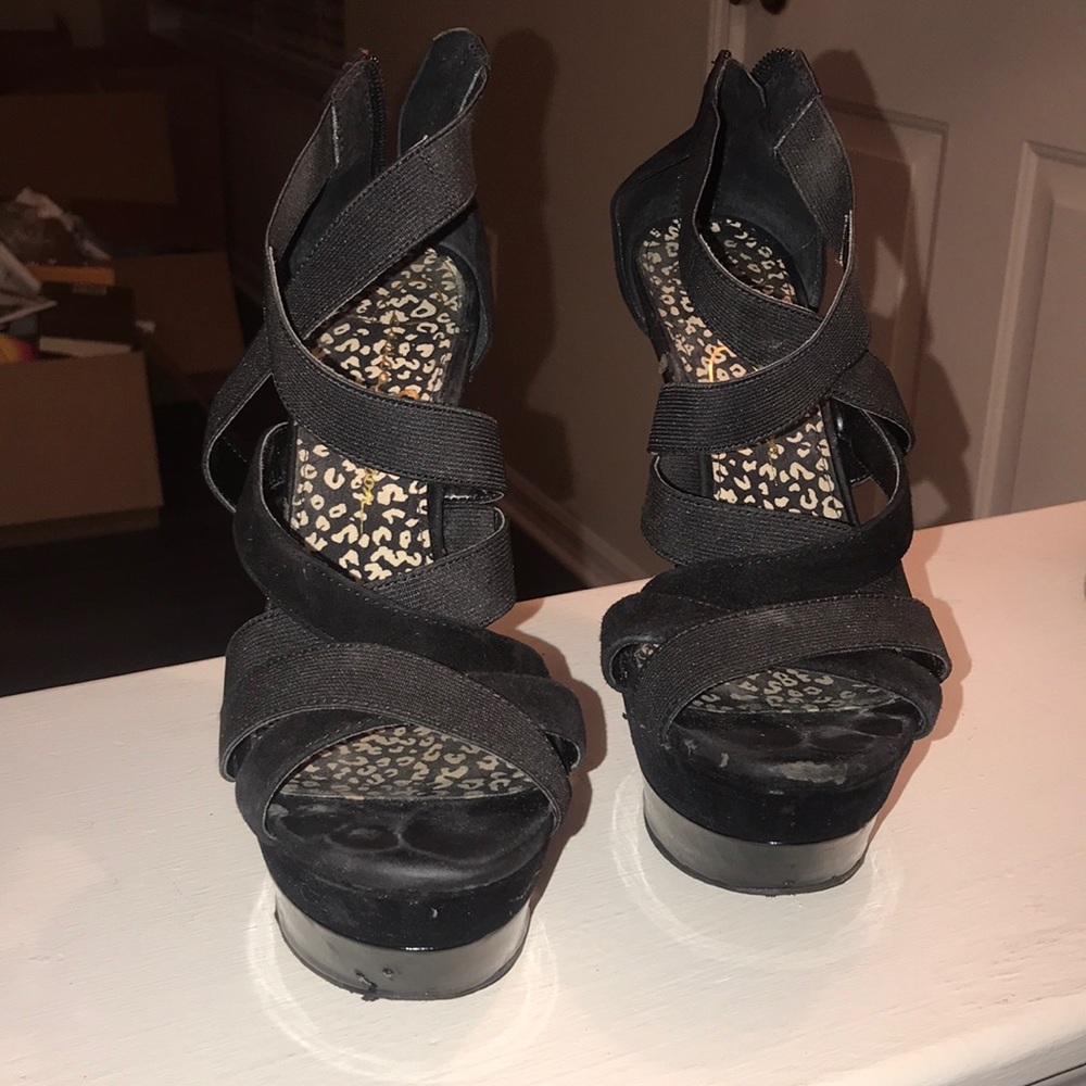 Black strappy heels
